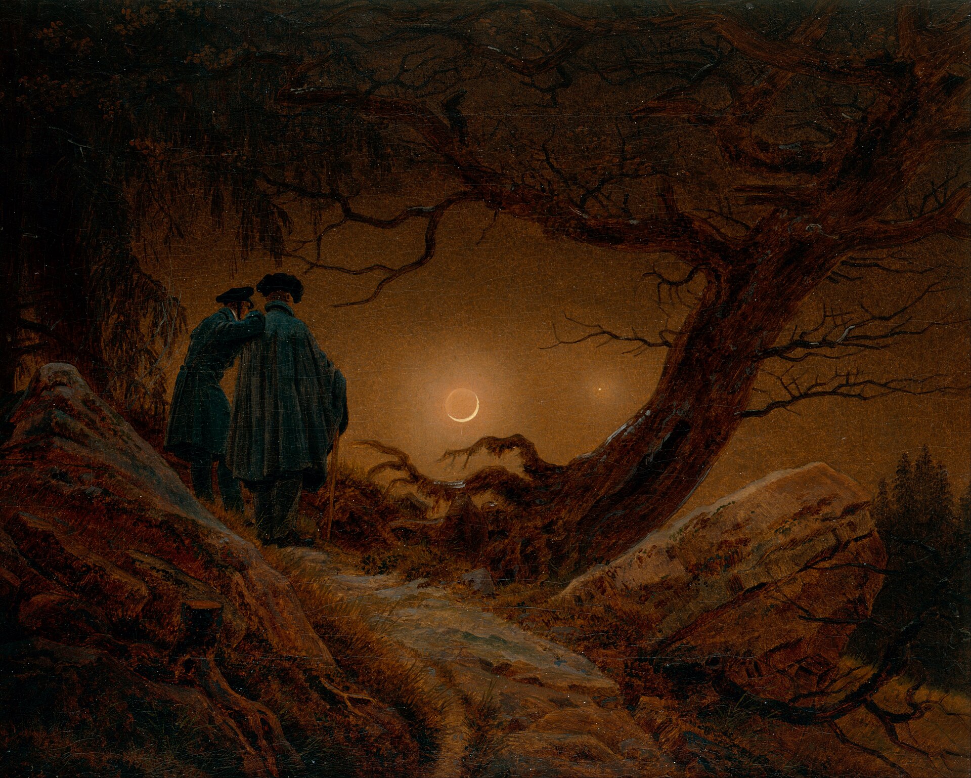 Two Men Contemplating the Moon, by Caspar David Friedrich